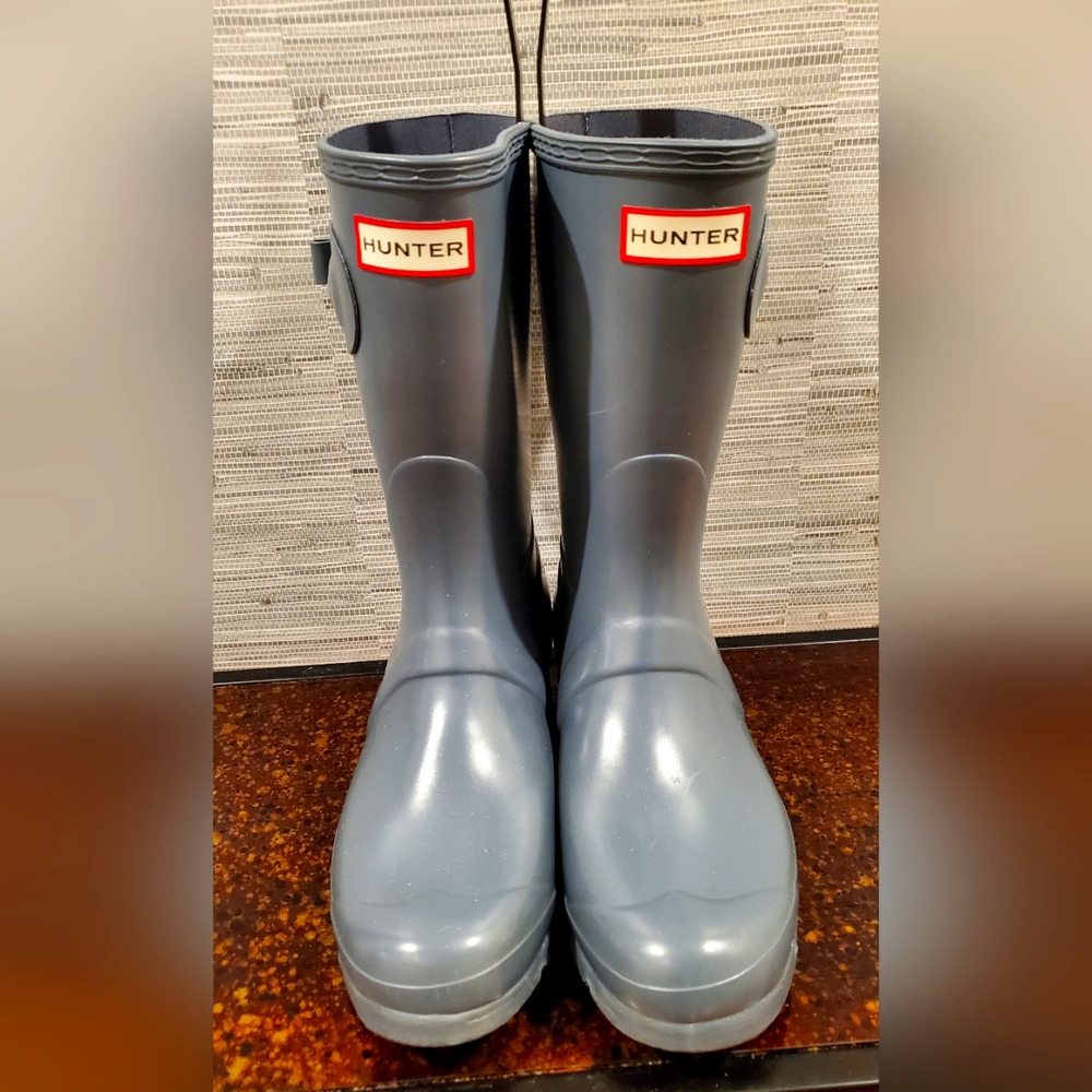 HUNTER Original Grey Short Gloss Boots